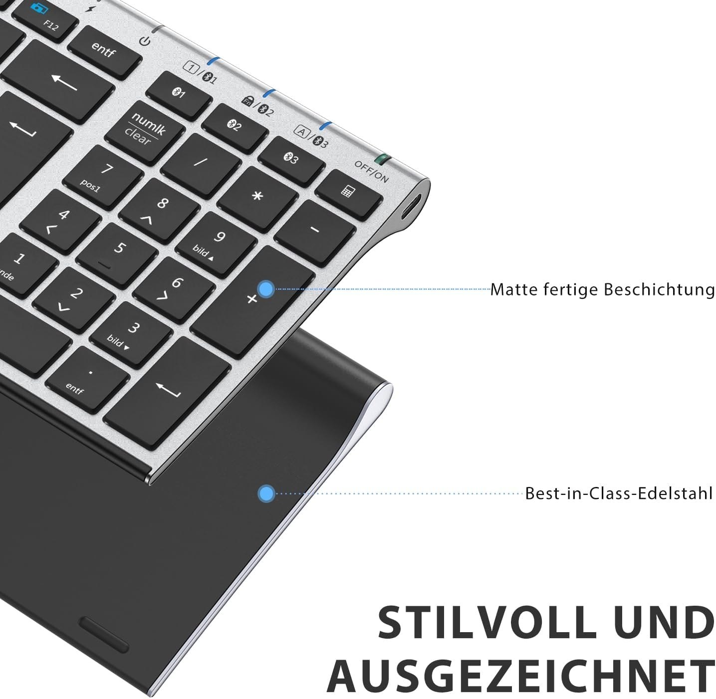 IClever BK10 Bezprzewodowa klawiatura Bluetooth, układ niemiecki QWERTZ Model IC-BK10