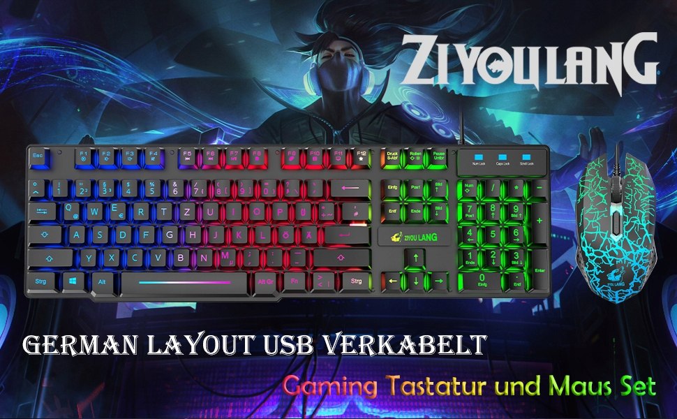 ZIYOU LANG T13 ZESTAW KLAWIATURA + MYSZ GAMINGOWA Kod producenta T13